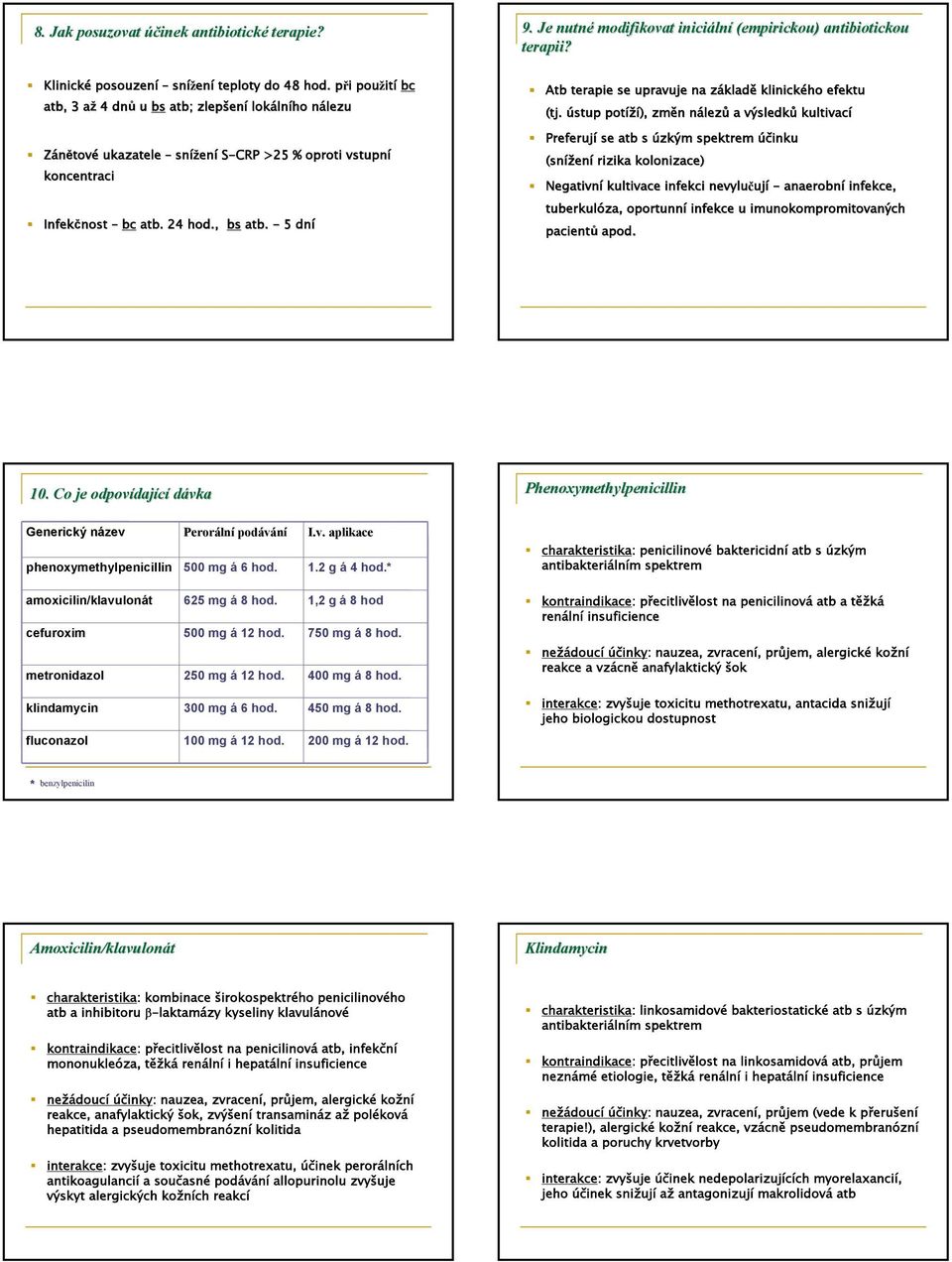 - 5 dní 9. Je nutné modifikovat iniciáln lní (empirickou) antibiotickou terapii? Atb terapie se upravuje na základz kladě klinického efektu (tj.