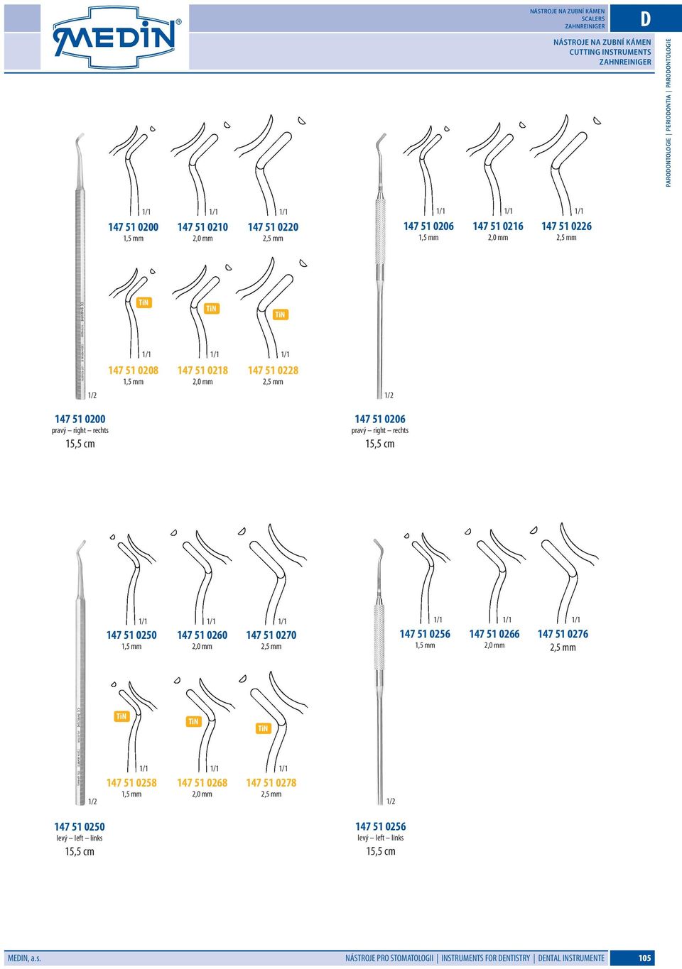 pravý right rechts 147 51 0250 147 51 0260 2,0 mm 147 51 0270 2,5 mm 147 51 0256 147 51 0266 2,0 mm 147 51 0276 2,5 mm 147 51 0258 147 51 0268 2,0 mm