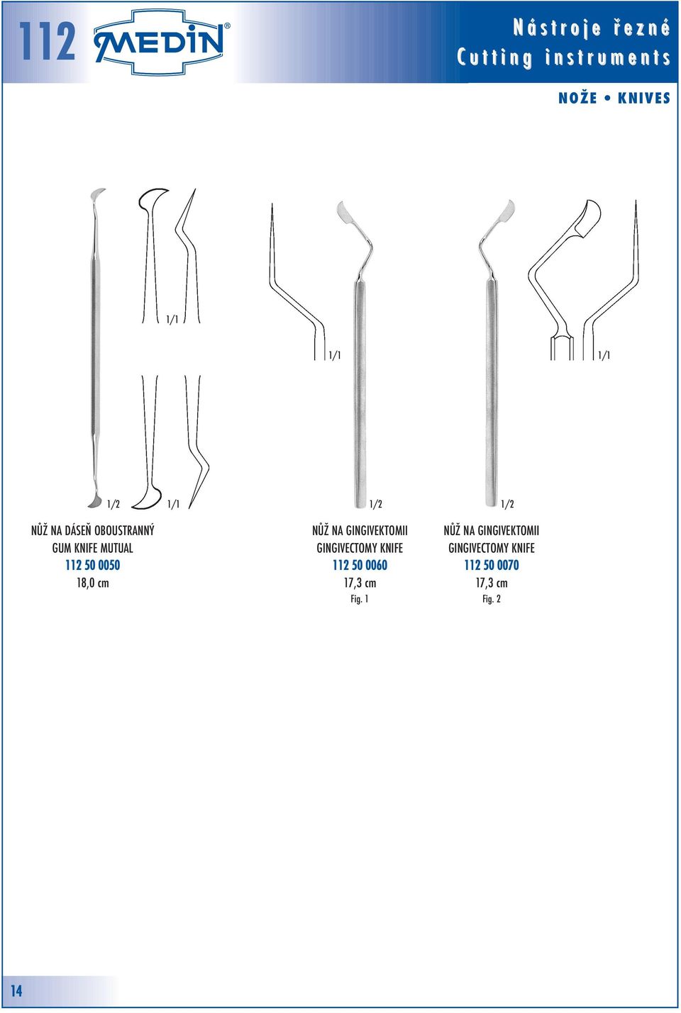 GINGIVEKTOMII GINGIVECTOMY KNIFE 112 50 0060 17,3 cm Fig.