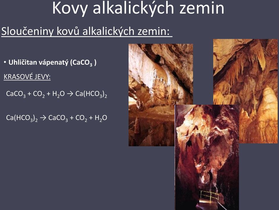 JEVY: CaCO 3 + CO 2 + H 2 O Ca(HCO 3