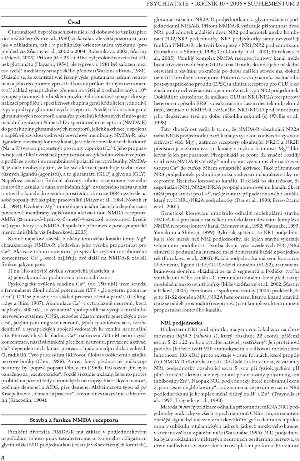 Pøitom již o 25 let døíve byl prokázán excitaèní úèinek glutamátu (Hayashi, 1954), ale teprve v r. 1981 byl zaøazen mezi tzv. rychlé mediátory synaptického pøenosu (Watkins a Evans, 1981).