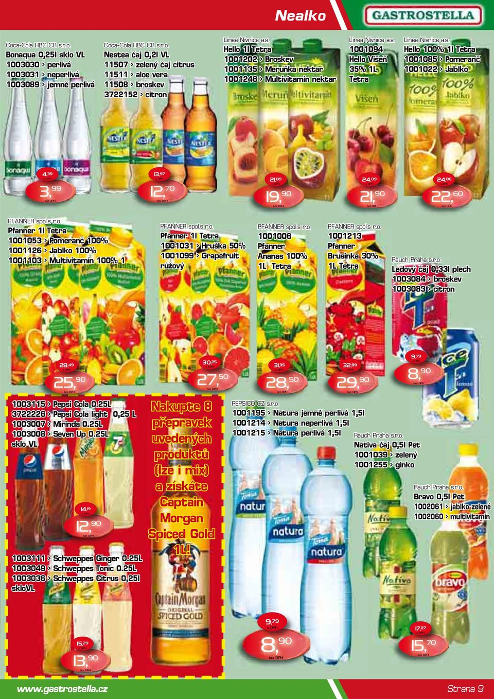 s r.o. Pfanner 1l Tetra 1001053 > Pomeranč 100% 1001126 > Jablko 100% 1001103 > Multivitamín 100% 1 PFANNER spol.s r.o. Pfanner 1l Tetra 1001031 > Hruška 50% 1001099 > Grapefruit růžový PFANNER spol.