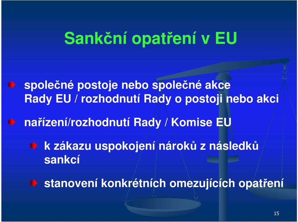 nařízení/rozhodnutí Rady / Komise EU k zákazu uspokojení