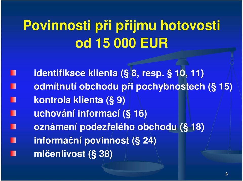 10, 11) odmítnutí obchodu při pochybnostech ( 15) kontrola