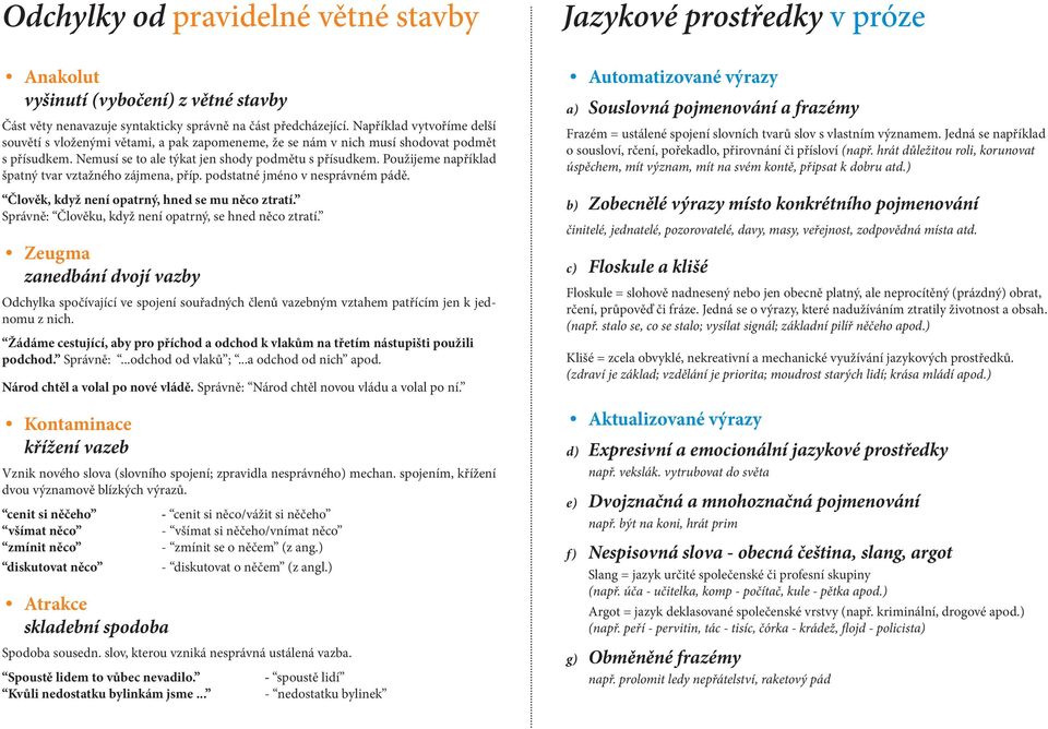 Použijeme například špatný tvar vztažného zájmena, příp. podstatné jméno v nesprávném pádě. Člověk, když není opatrný, hned se mu něco ztratí. Správně: Člověku, když není opatrný, se hned něco ztratí.