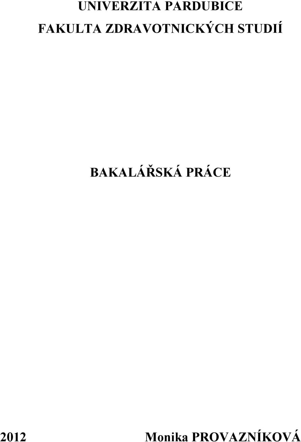 STUDIÍ BAKALÁŘSKÁ