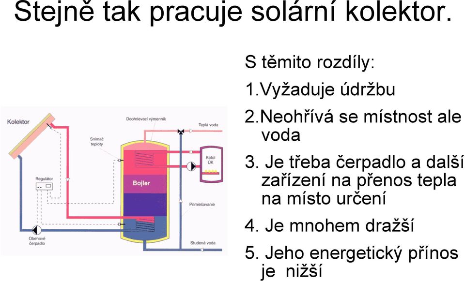 Je třeba čerpadlo a další zařízení na přenos tepla na