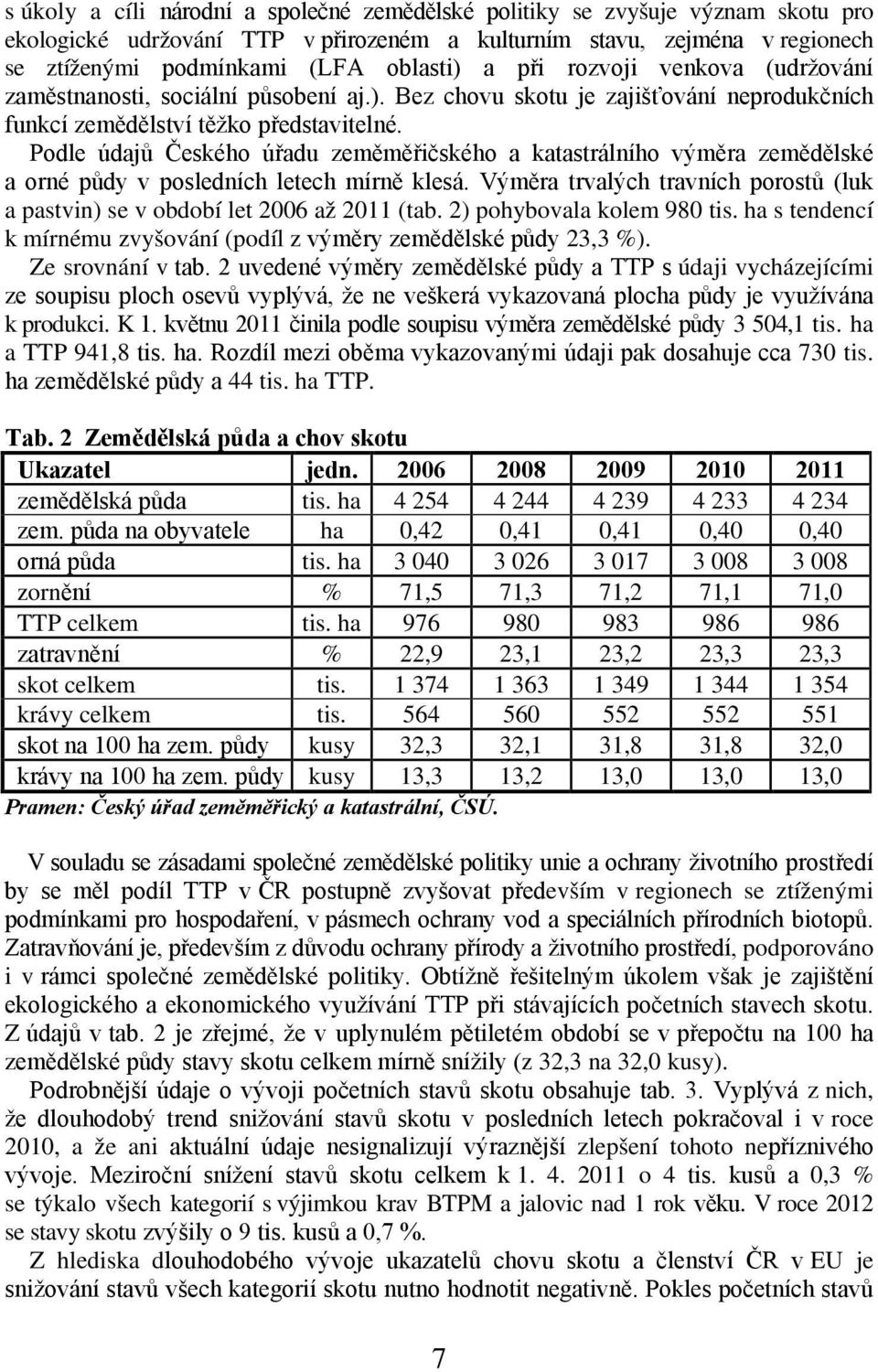 Podle údajů Českého úřadu zeměměřičského a katastrálního výměra zemědělské a orné půdy v posledních letech mírně klesá.