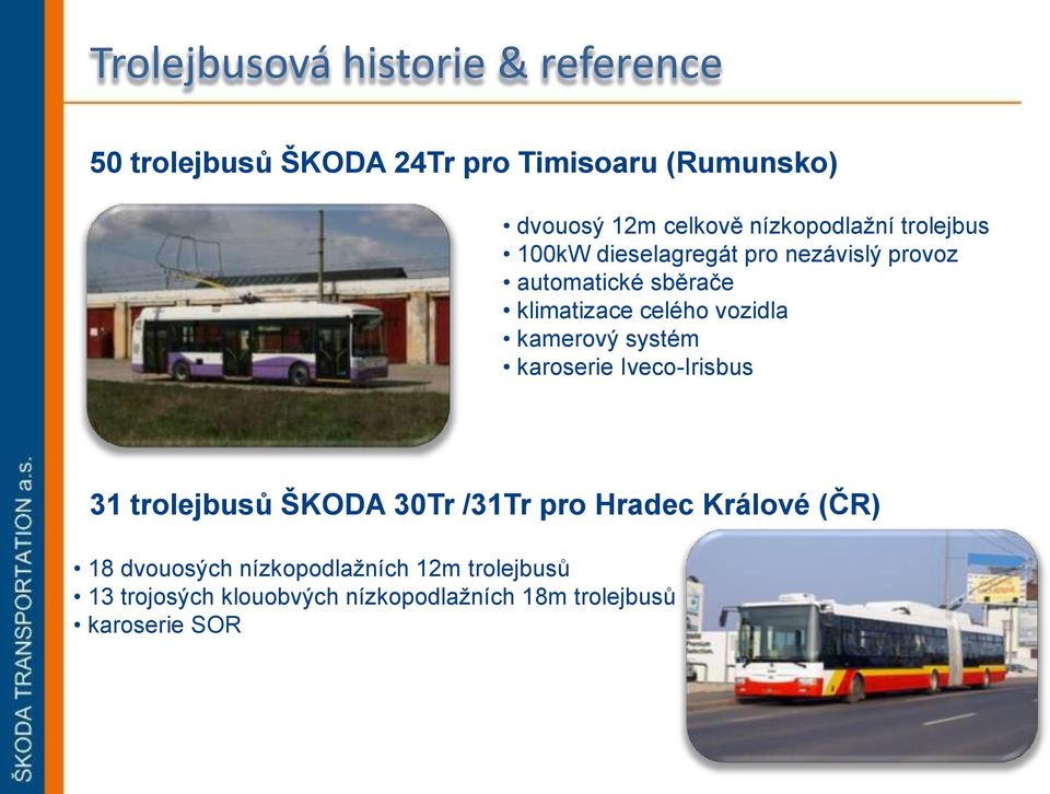 vozidla kamerový systém karoserie Iveco-Irisbus 31 trolejbusů ŠKODA 30Tr /31Tr pro Hradec Králové (ČR) 18