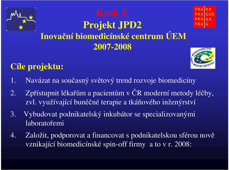 Zpřístupnit lékařům a pacientům v ČR moderní metody léčby, zvl.