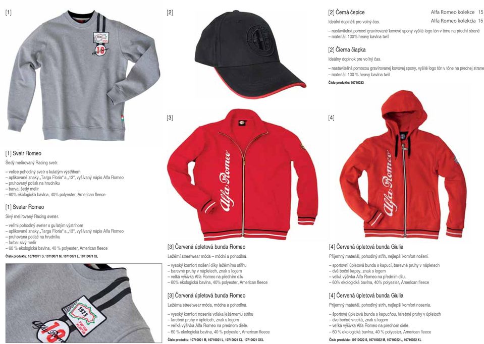 nastaviteľná pomocou gravírovanej kovovej spony, vyšité logo tón v tóne na prednej strane materiál: 100 % heavy bavlna twill Číslo produktu: 10710033 Alfa Romeo kolekce 15 [ 3 ] [ 4 ] [ 1 ] Svetr