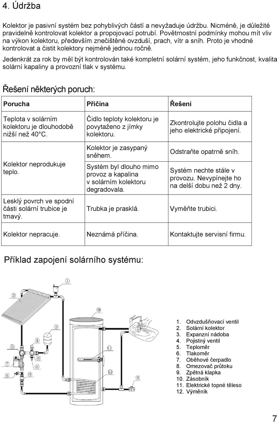 Jedenkrát za rok by měl být kontrolován také kompletní solární systém, jeho funkčnost, kvalita solární kapaliny a provozní tlak v systému.