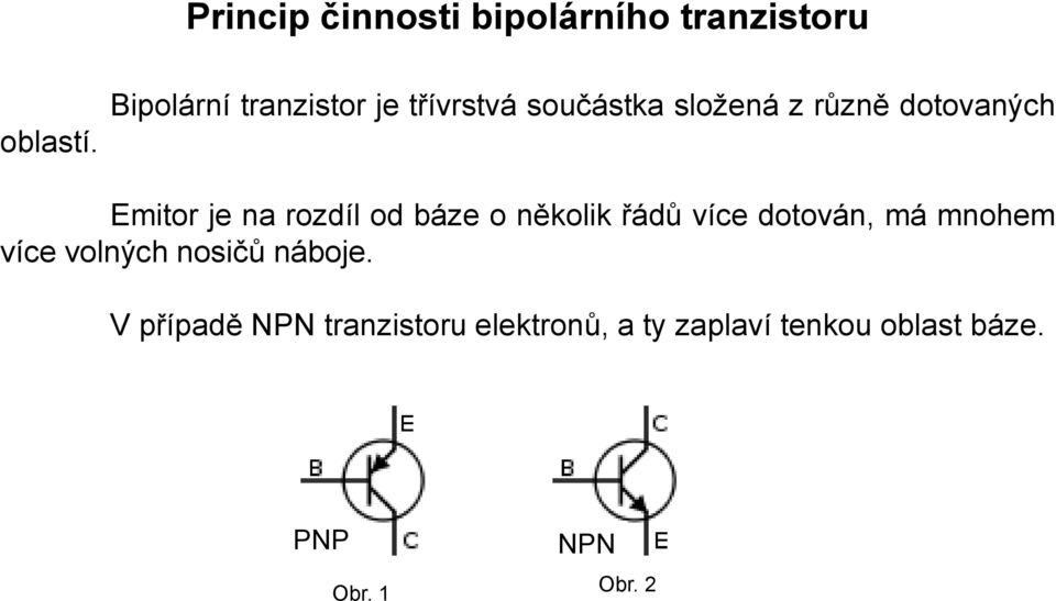 Emitor je na rozdíl od báze o několik řádů více dotován, má mnohem více