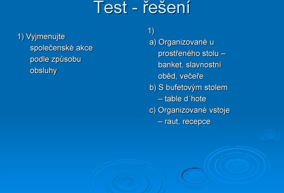 stolu banket, slavnostní oběd, večeře b) S bufetovým