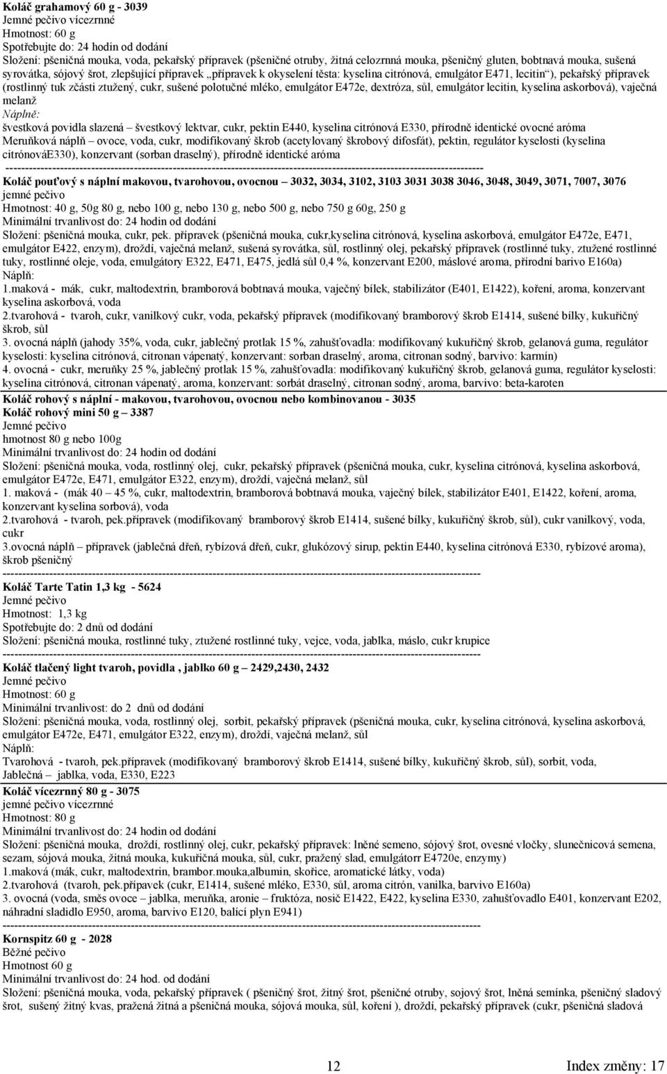 sušené polotučné mléko, emulgátor E472e, dextróza, sůl, emulgátor lecitin, kyselina askorbová), vaječná melanž Náplně: švestková povidla slazená švestkový lektvar, cukr, pektin E440, kyselina