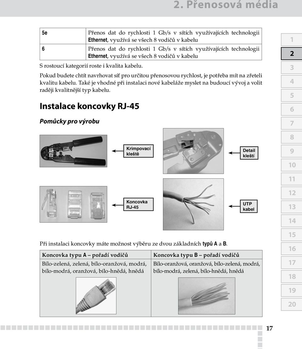 Pokud budete chtít navrhovat síť pro určitou přenosovou rychlost, je potřeba mít na zřeteli kvalitu kabelu.