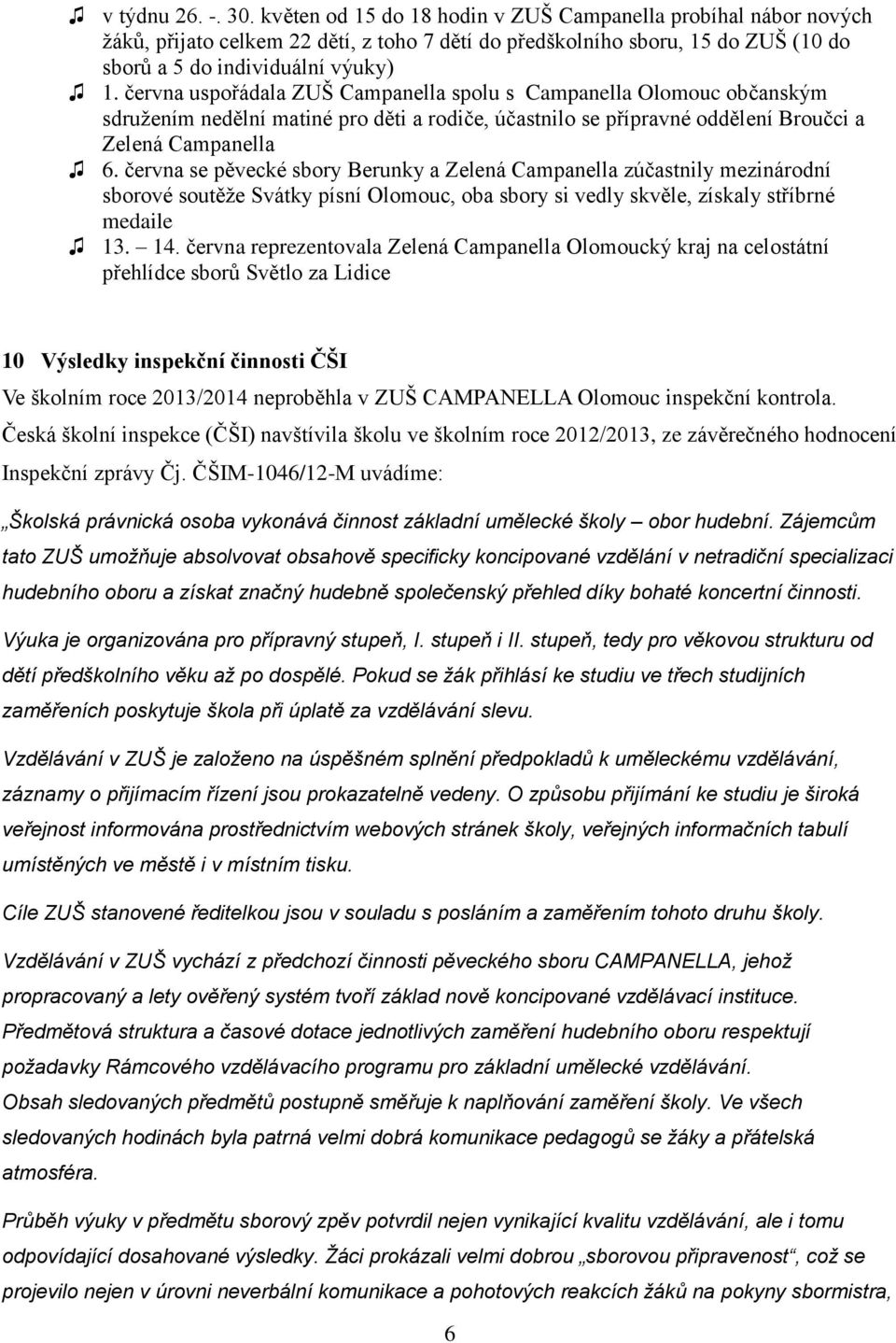 června uspořádala ZUŠ Campanella spolu s Campanella Olomouc občanským sdružením nedělní matiné pro děti a rodiče, účastnilo se přípravné oddělení Broučci a Zelená Campanella 6.