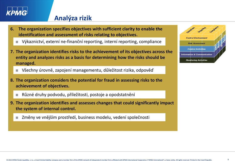 The organization identifies risks to the achievement of its objectives across the entity and analyzes risks as a basis for determining how the risks should be managed.