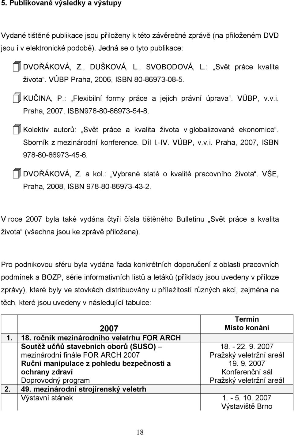 Kolektiv autorů: Svět práce a kvalita života v globalizované ekonomice. Sborník z mezinárodní konference. Díl I.-IV. VÚBP, v.v.i. Praha, 2007, ISBN 978-80-86973-45-6. DVOŘÁKOVÁ, Z. a kol.