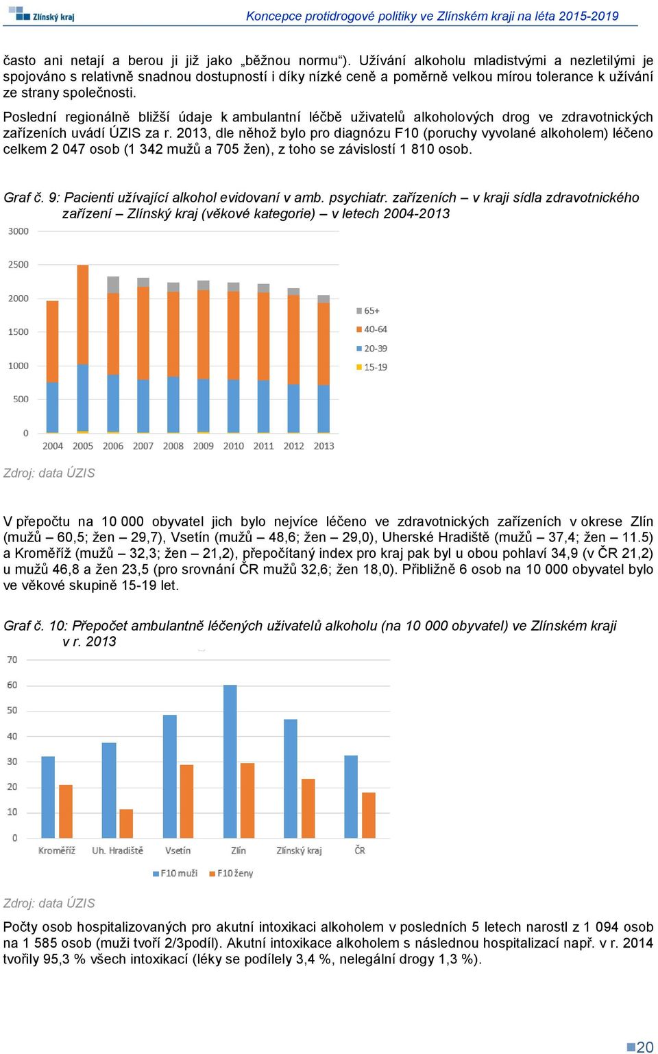 Poslední regionálně bližší údaje k ambulantní léčbě uživatelů alkoholových drog ve zdravotnických zařízeních uvádí ÚZIS za r.