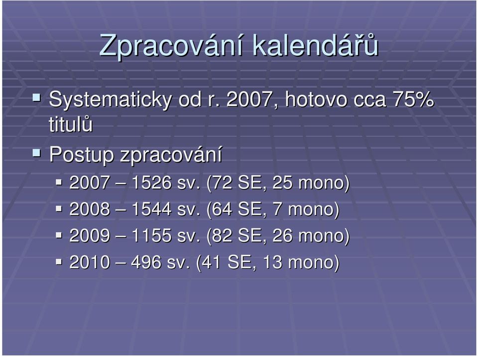 1526 sv. (72 SE, 25 mono) 2008 1544 sv.