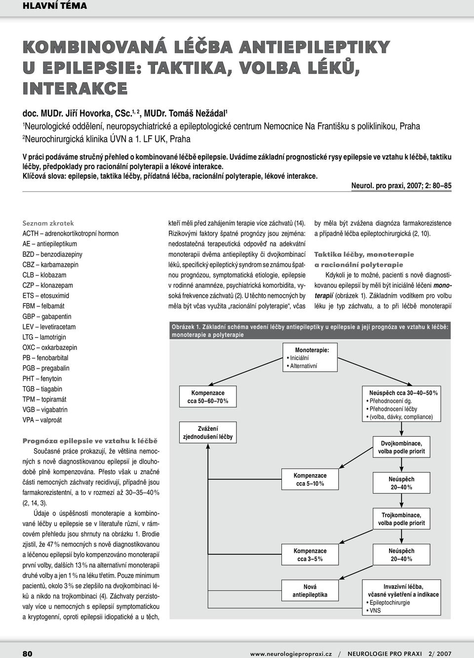 LF UK, Praha V práci podáváme stručný přehled o kombinované léčbě epilepsie.