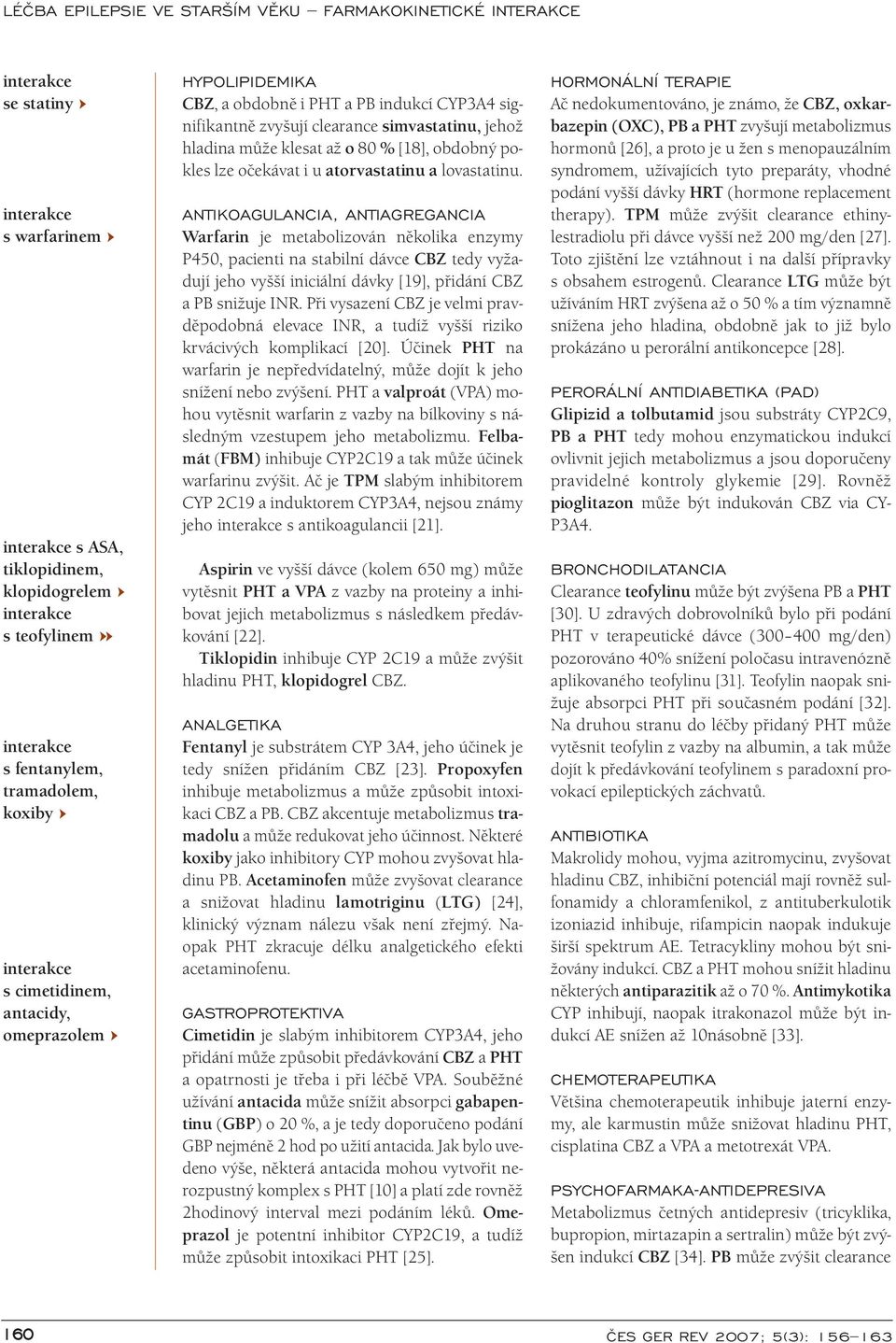 ANTIKOAGULANCIA, ANTIAGREGANCIA Warfarin je metabolizován několika enzymy P450, pacienti na stabilní dávce CBZ tedy vyžadují jeho vyšší iniciální dávky [19], přidání CBZ a PB snižuje INR.