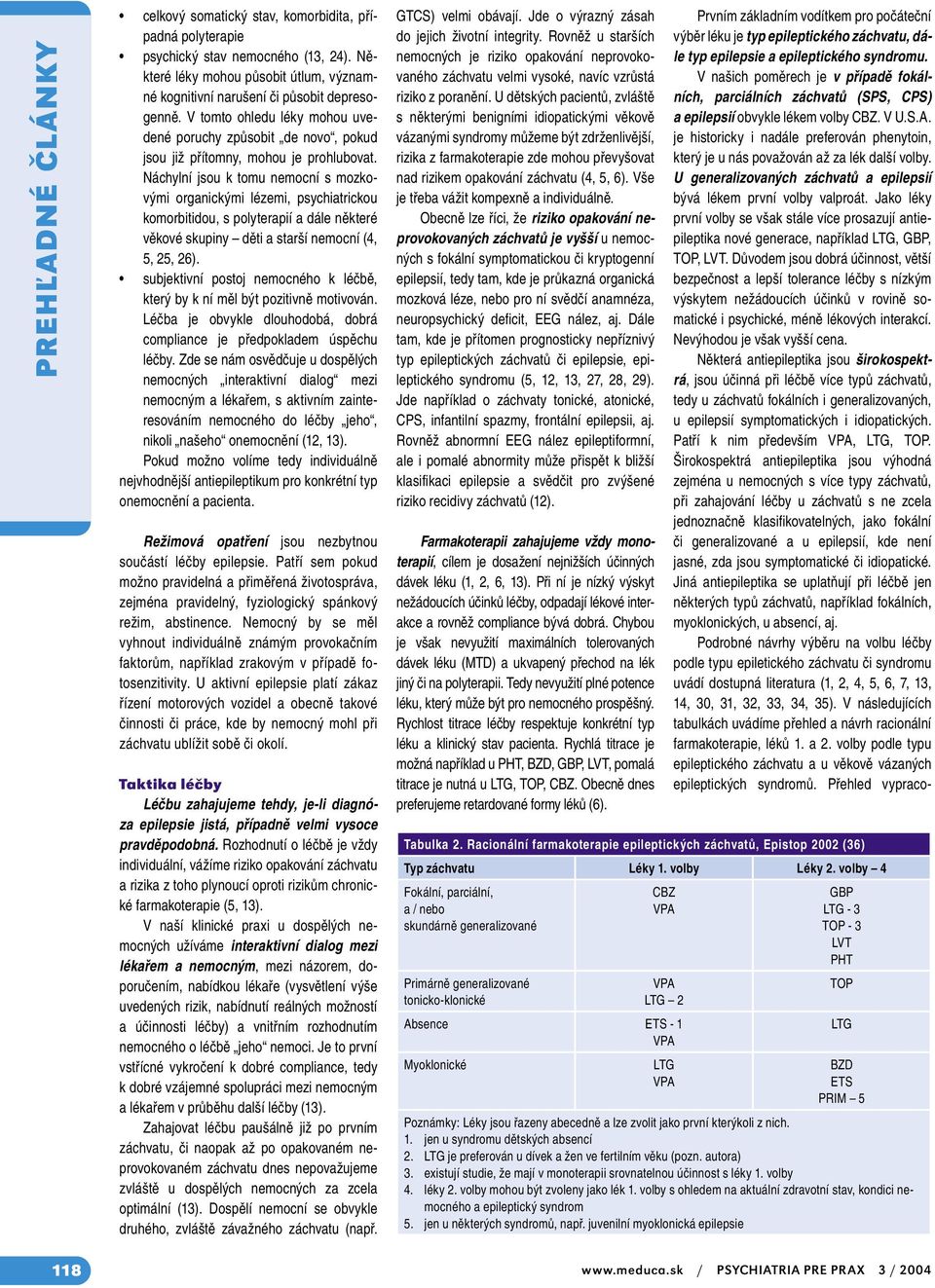 Náchylní jsou k tomu nemocní s mozkovými organickými lézemi, psychiatrickou komorbitidou, s polyterapií a dále některé věkové skupiny děti a starší nemocní (4, 5, 25, 26).