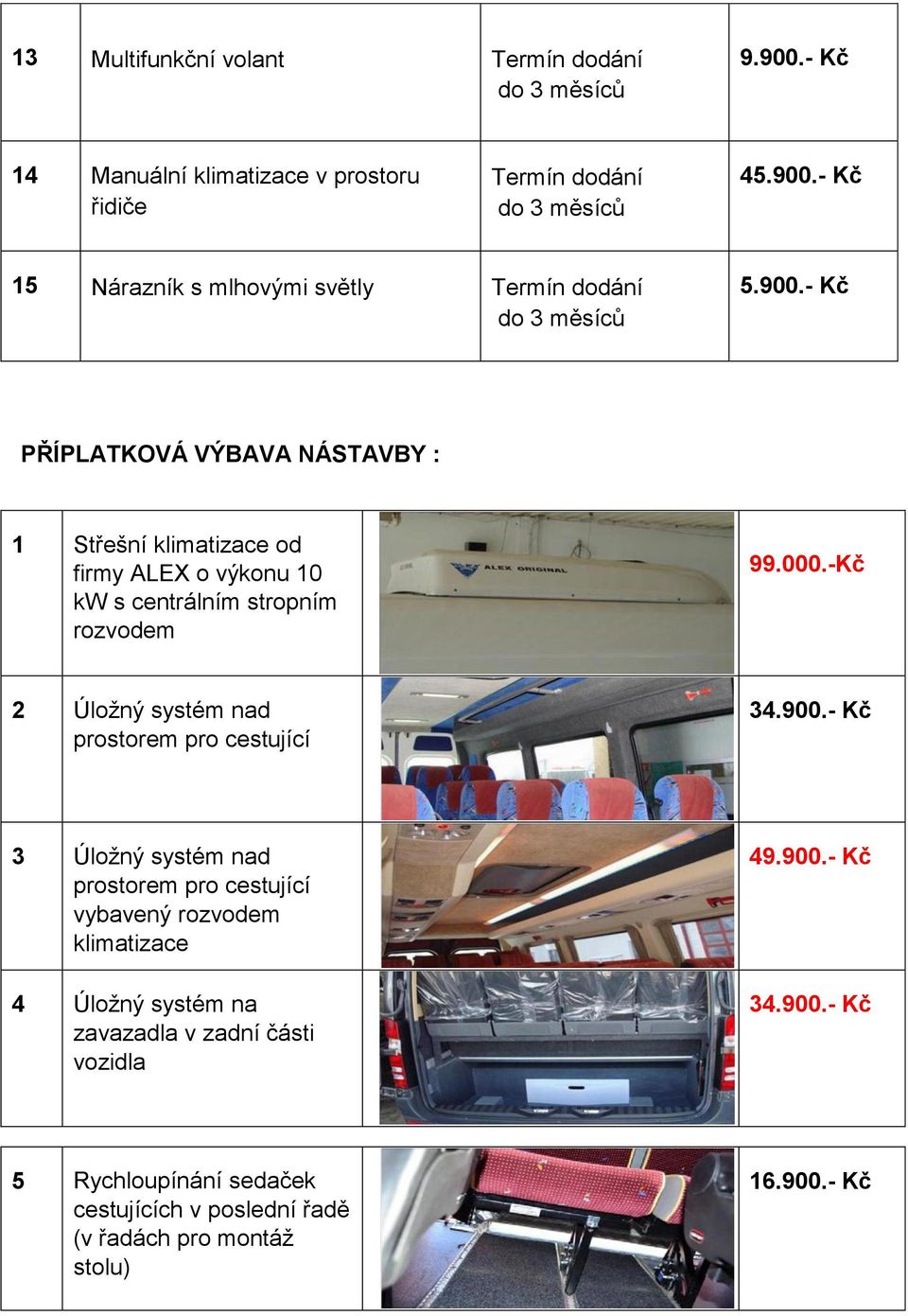 -Kč 2 Úložný systém nad prostorem pro cestující 34.900.