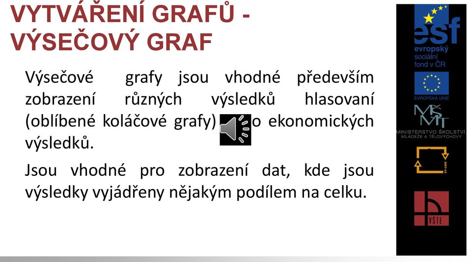 koláčové grafy) nebo ekonomických výsledků.