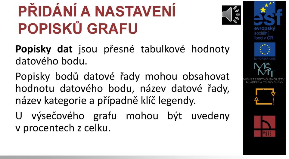 Popisky bodů datové řady mohou obsahovat hodnotu datového bodu,