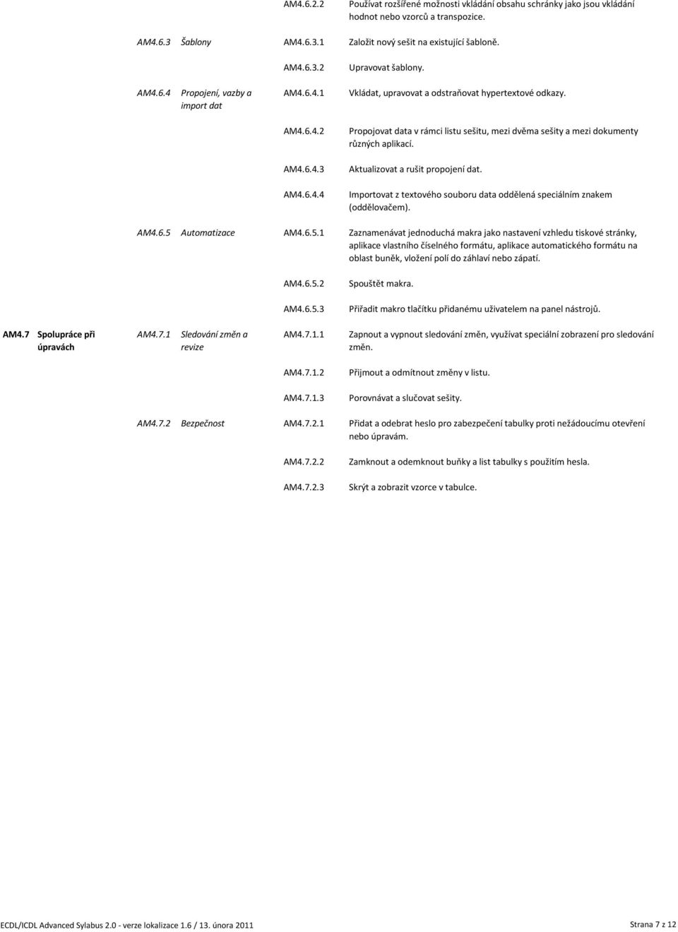 AM4.6.4.3 Aktualizovat a rušit propojení dat. AM4.6.4.4 Importovat z textového souboru data oddělená speciálním znakem (oddělovačem). AM4.6.5 