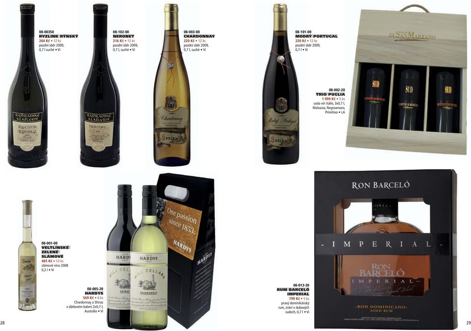 3x0,7 l, Malvasia, Negroamaro, Primitivo LA 08-001-00 VELTLÍNSKÉ ZELENÉ SLÁMOVÉ 485 Kč 12 ks slámové víno 08 0,2 l Vi 08-005- HARDYS 569 Kč 6 ks