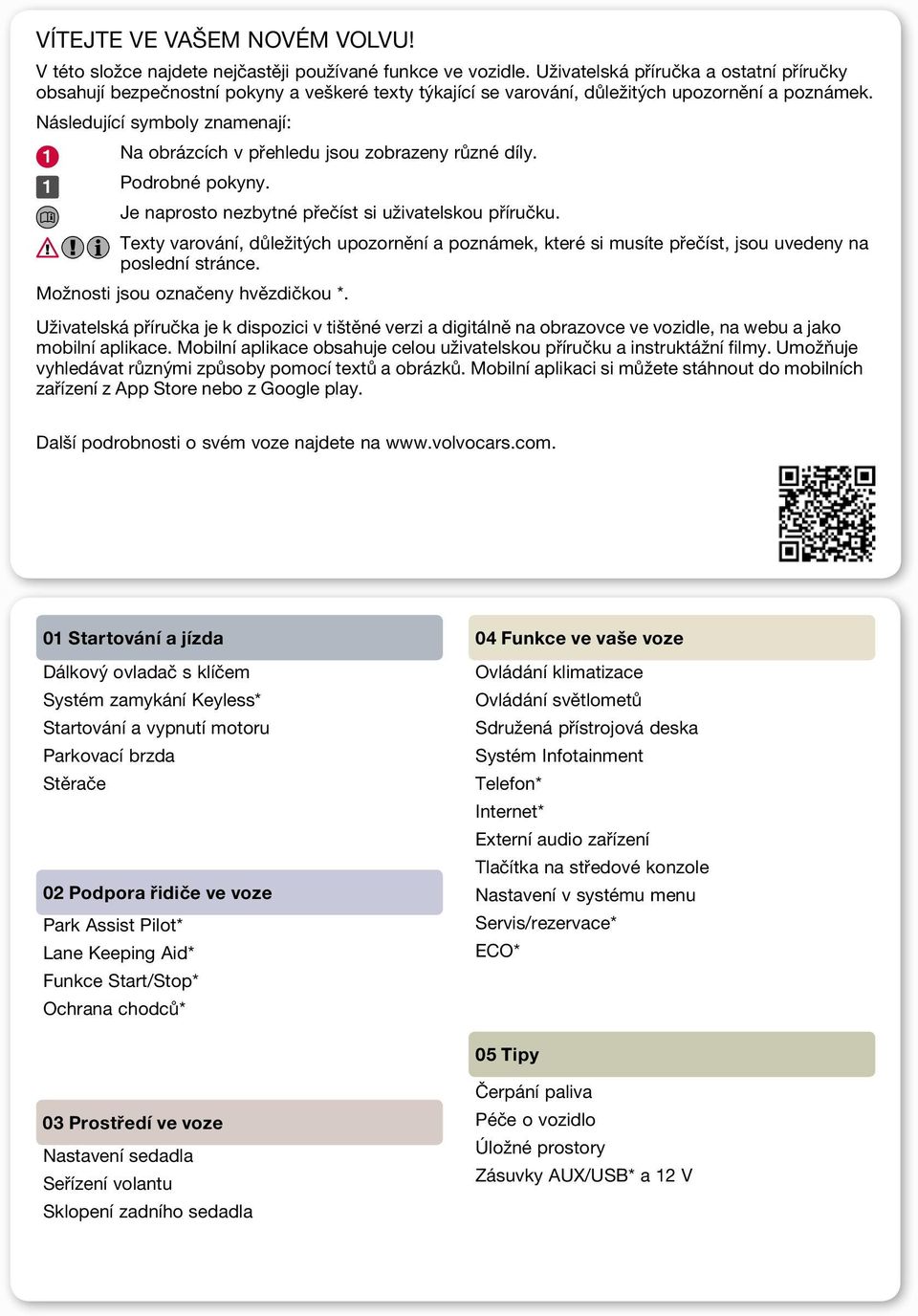 Následující symboly znamenají: Na obrázcích v přehledu jsou zobrazeny různé díly. Podrobné pokyny. Je naprosto nezbytné přečíst si uživatelskou příručku.