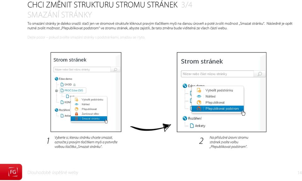 Následně je opět nutné zvolit možnost Přepublikovat podstrom ve stromu stránek, abyste zajistili, že tato změna bude viditelná ze všech částí webu.