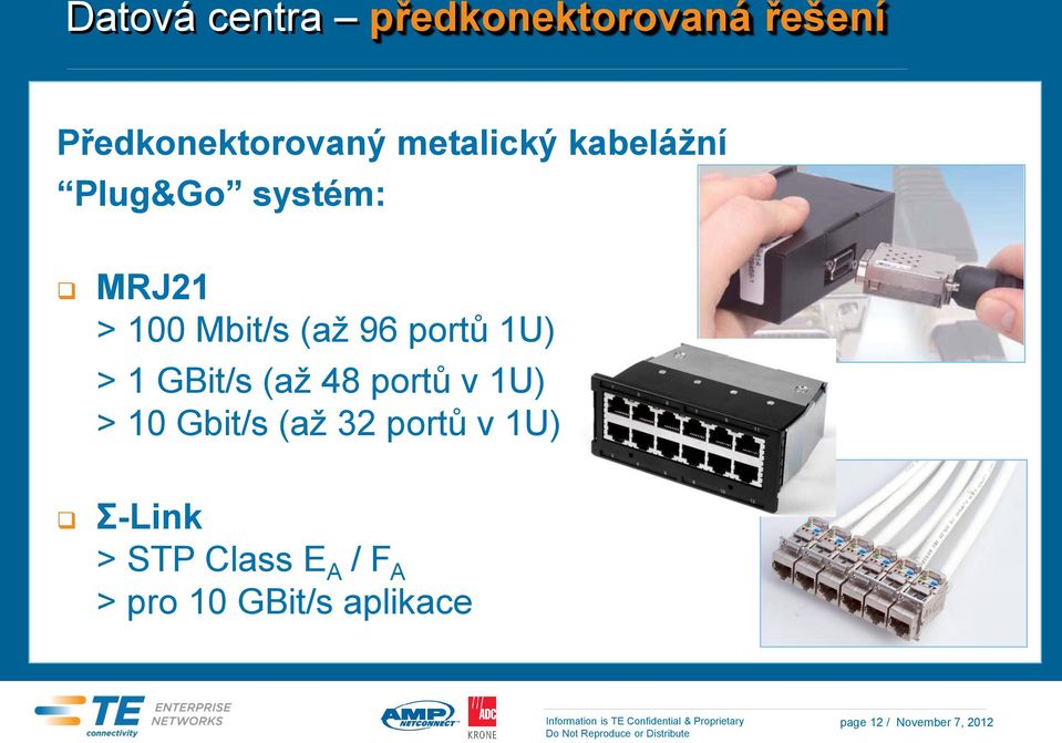 GBit/s (až 48 portů v 1U) > 10 Gbit/s (až 32 portů v 1U) Σ-Link >