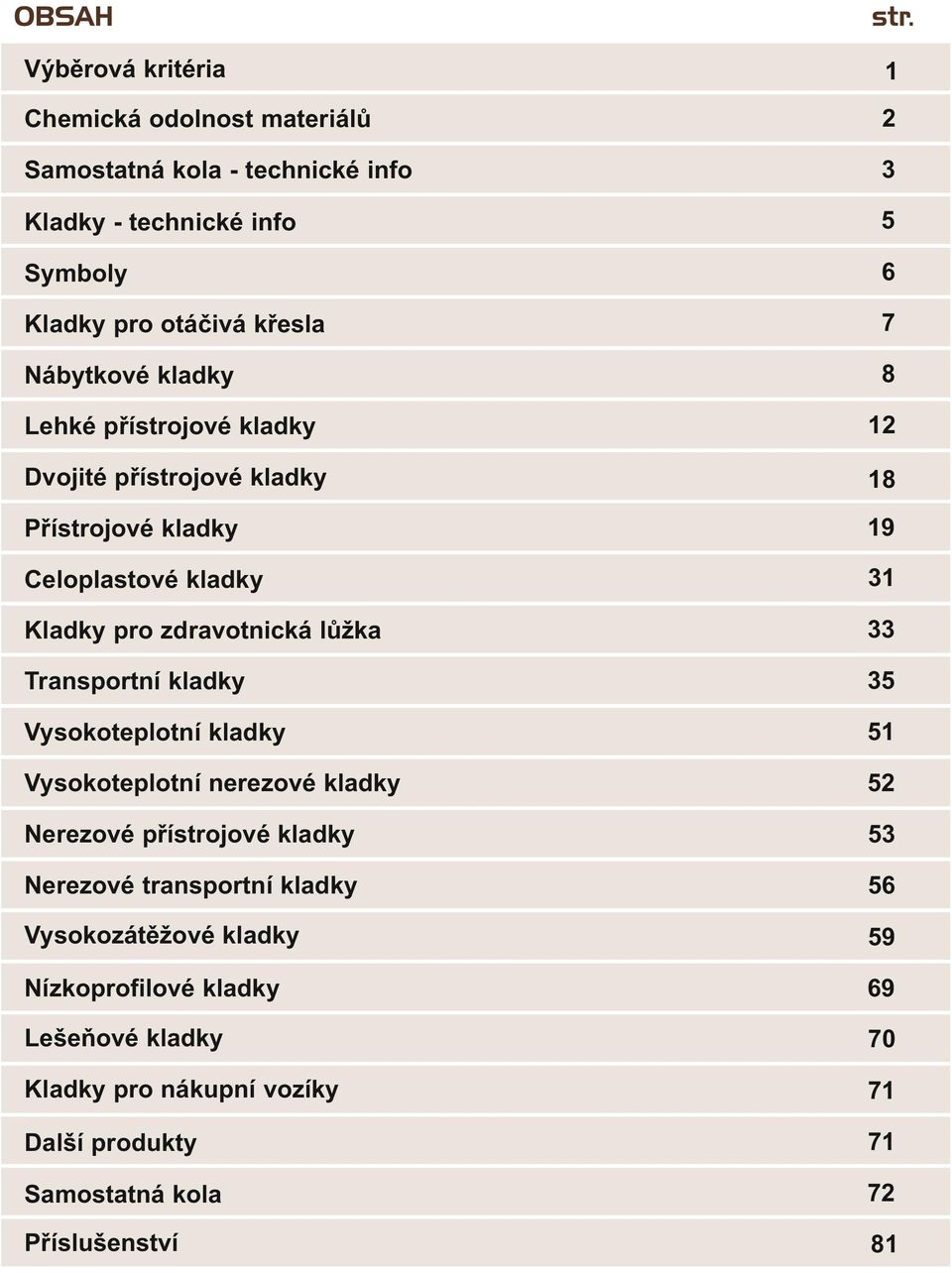 lůžka Transportní kladky Vysokoteplotní kladky Vysokoteplotní nerezové kladky Nerezové přístrojové kladky Nerezové transportní kladky Vysokozátěžové