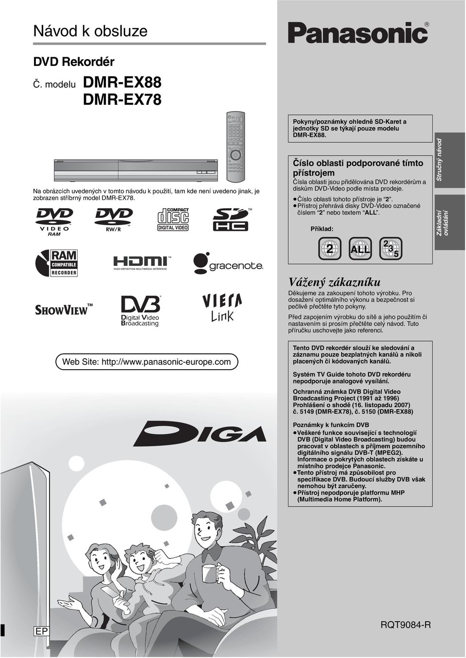 Číslo oblasti podporované tímto přístrojem Čísla oblasti jsou přidělována DVD rekordérům a diskům DVD-Video podle místa prodeje. Číslo oblasti tohoto přístroje je 2.