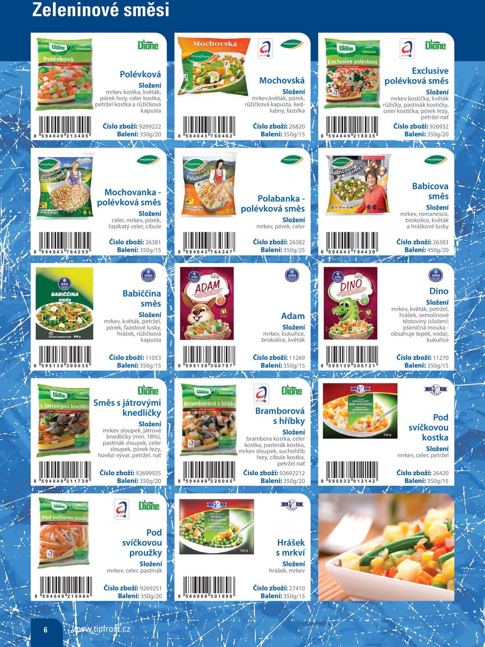 petržel nať Číslo zboží: 926932 Balení: 350g/20 Mochovanka - polévková směs celer, mrkev, pórek, řapíkatý celer, cibule Polabanka - polévková směs mrkev, pórek, celer Babicova směs mrkev, romanesco,