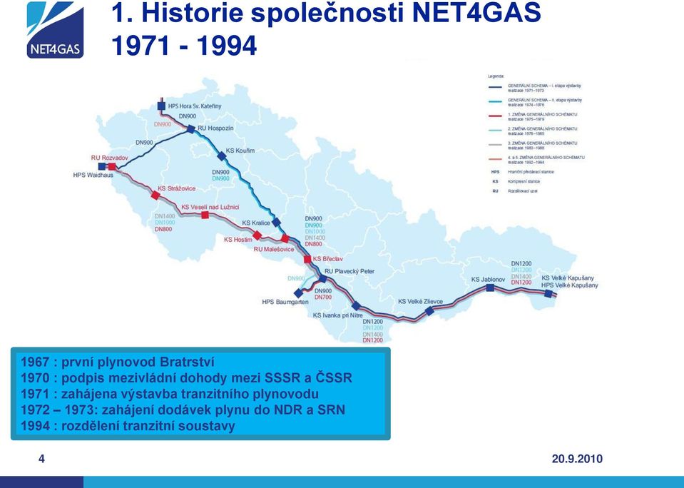 zahájena výstavba tranzitního plynovodu 1972 1973: zahájení