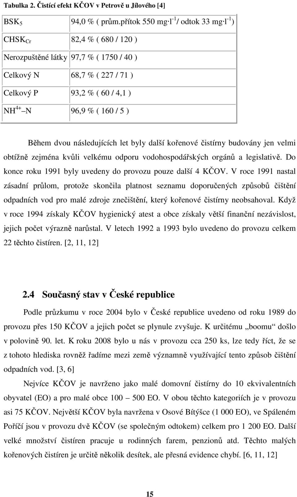Během dvou následujících let byly další kořenové čistírny budovány jen velmi obtížně zejména kvůli velkému odporu vodohospodářských orgánů a legislativě.