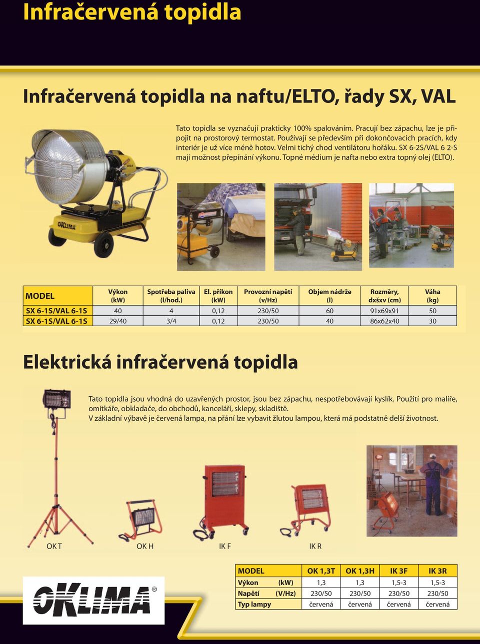 Topné médium je nafta nebo extra topný olej (ELTO). MODEL Výkon Spotřeba paliva (l/hod.) El.