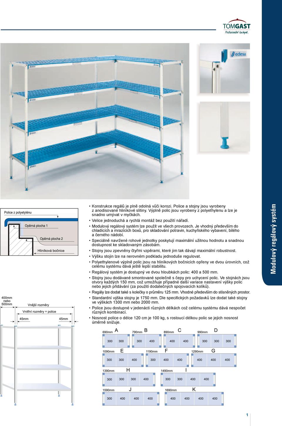 Je vhodný především do chladících a mrazících boxů, pro skladování potravin, kuchyňského vybavení, bílého a černého nádobí.