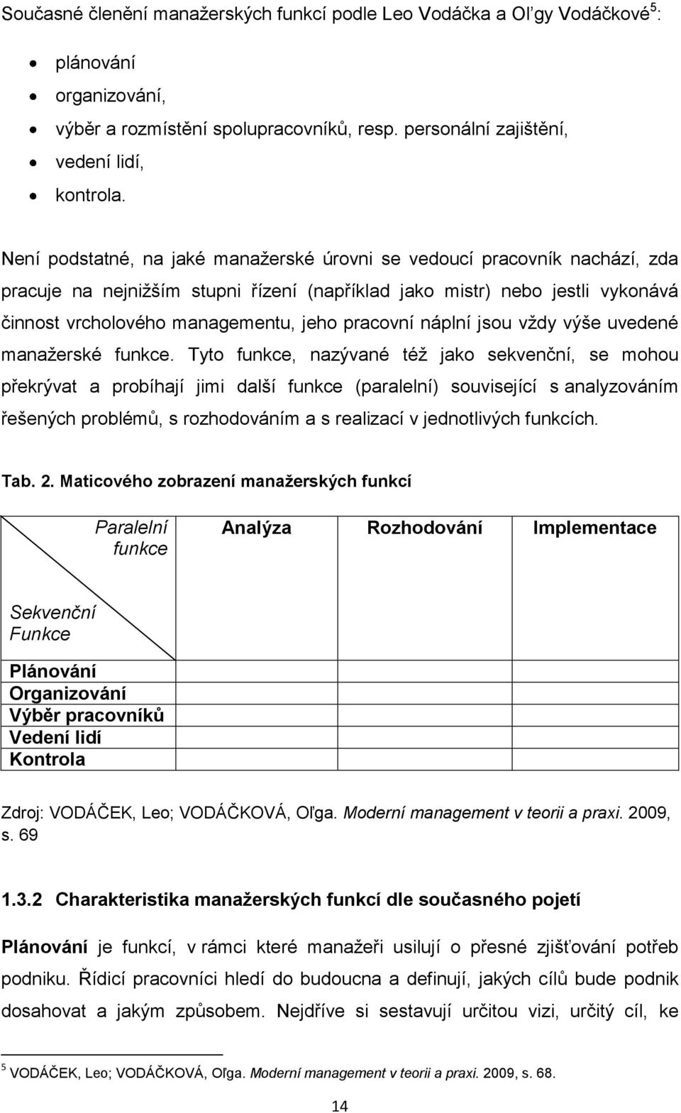 pracovní náplní jsou vždy výše uvedené manažerské funkce.