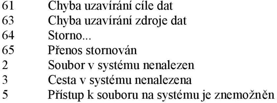 .. 65 Přenos stornován 2 Soubor v systému