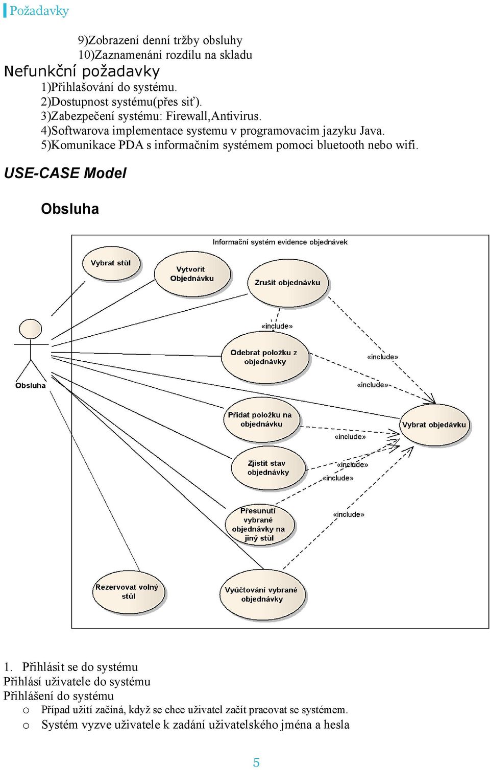 5)Kmunikace PDA s infrmačním systémem pmci bluetth neb wifi. USE-CASE Mdel Obsluha 1.