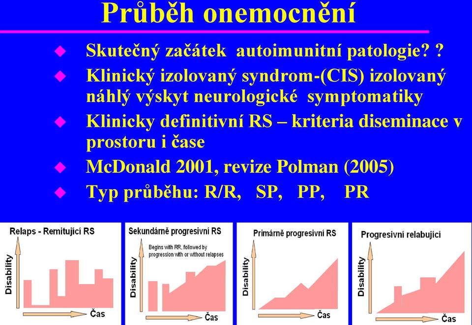 neurologické symptomatiky Klinicky definitivní RS kriteria