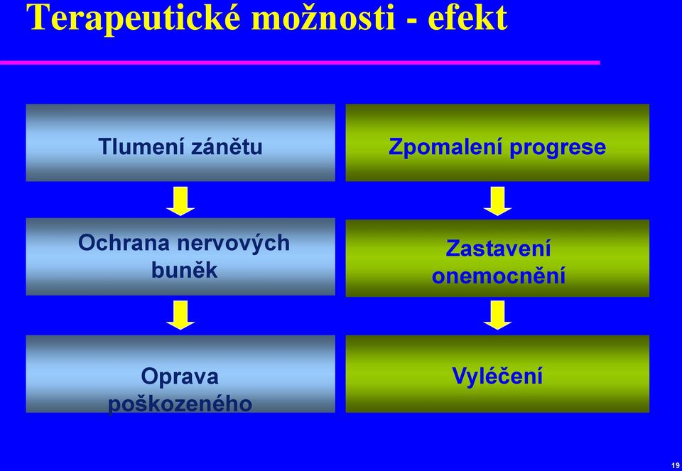 Zpomalení progrese Ochrana nervových buněk