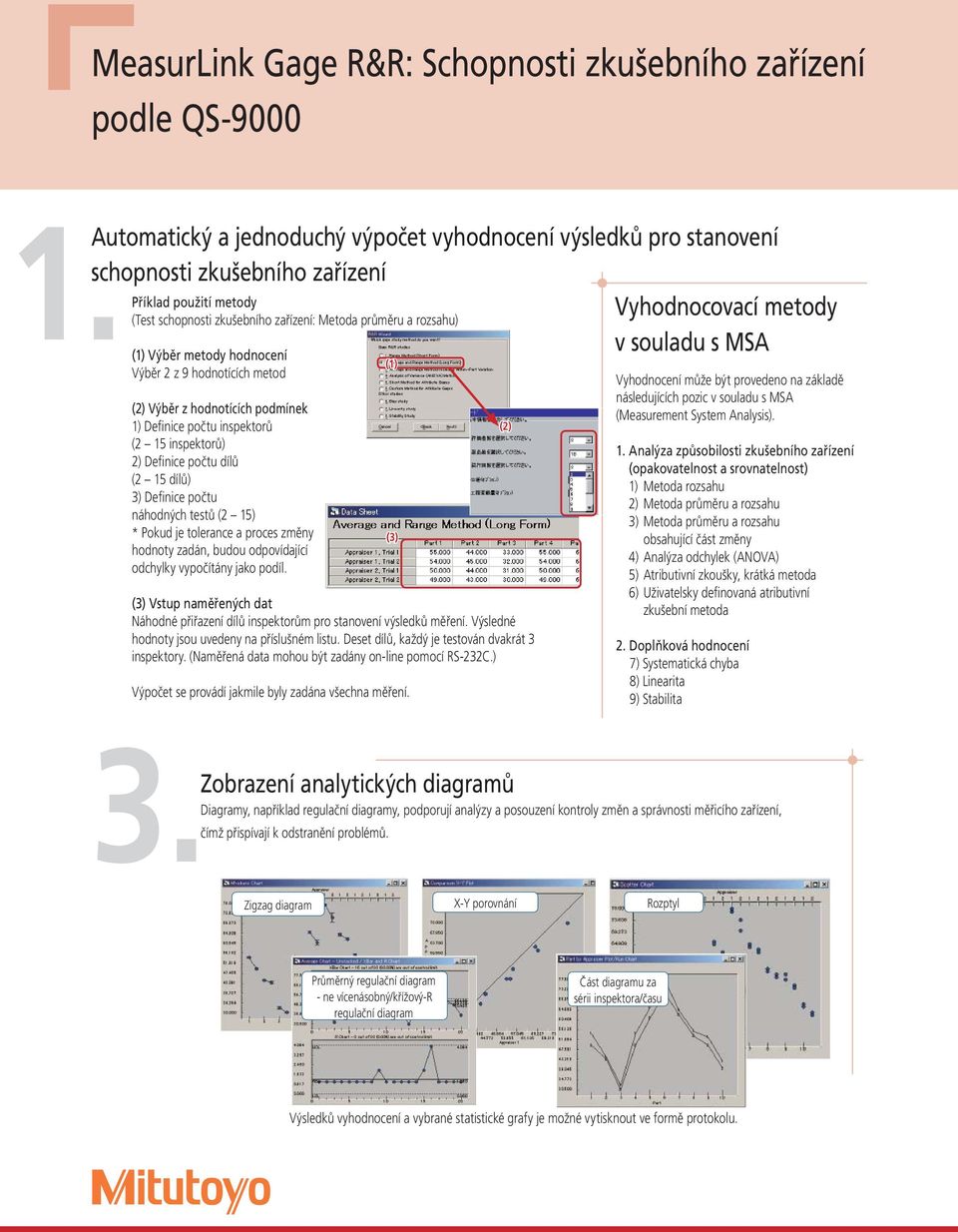 metody hodnocení Výběr 2 z 9 hodnotících metod (2) Výběr z hodnotících podmínek 1) Definice počtu inspektorů (2 15 inspektorů) 2) Definice počtu dílů (2 15 dílů) 3) Definice počtu náhodných testů (2