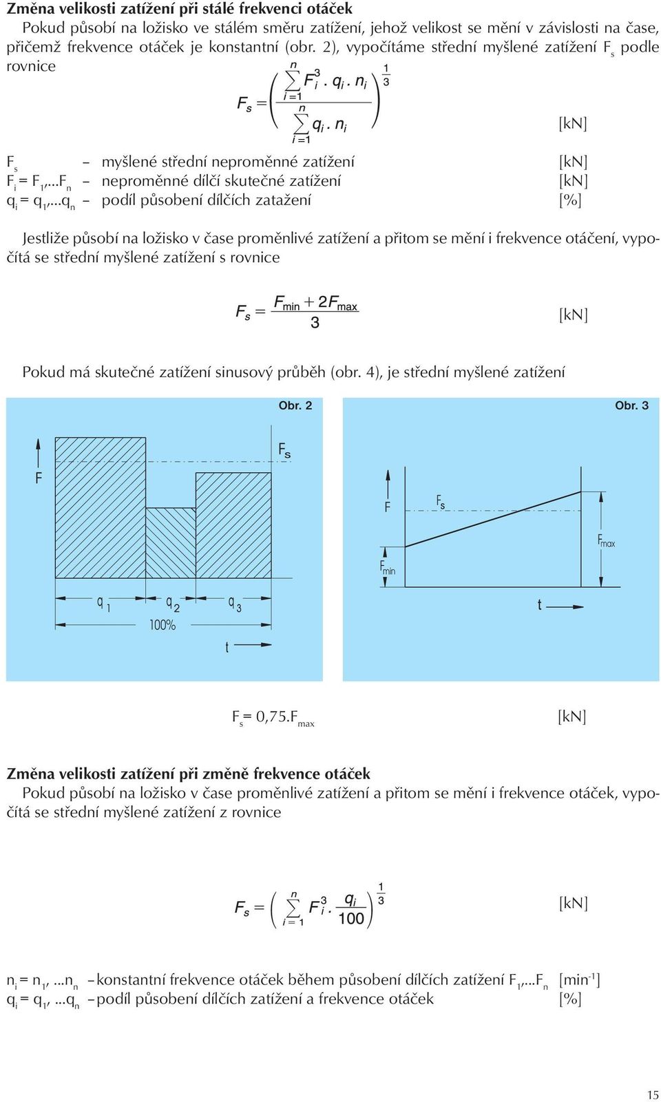 ..q n poíl působení ílčích zatažení [%] Jestliže působí na ložisko v čase poměnlivé zatížení a přitom se mění i fekvence otáčení, vypočítá se stření myšlené zatížení s ovnice [kn] [kn] Poku má